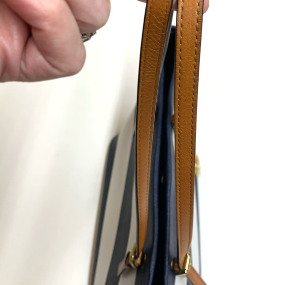 Michael Kors Blue Striped Leather Tote - Picture 14 of 16